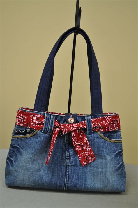 purse made from blue jeans